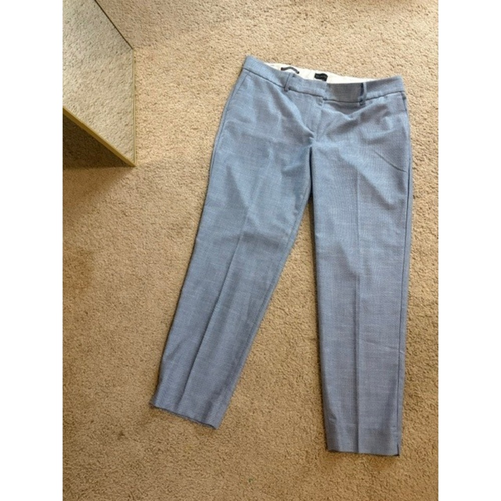 Talbots Hampshire Ankle Pants Women's 14W Blue Textured Stretch Career Trousers